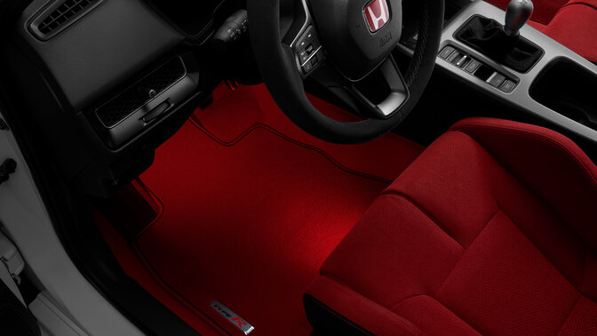 Honda Civic Type R FK8 - 4 Pièce Voiture Tapis - Rouge Moquette & Carbone  Bords