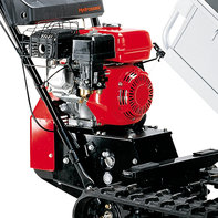 Vue rapproch&eacute;e du moteur d'un transporteur.