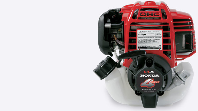 Taille-haies Honda, gros plan du moteur 4 temps.