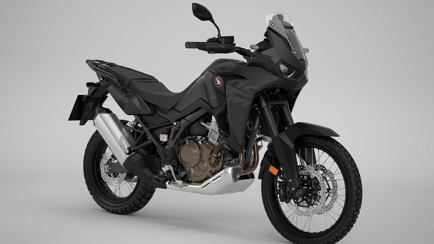 Vue de 3/4 avant droit du modèle Honda CRF1100 Africa Twin en studio