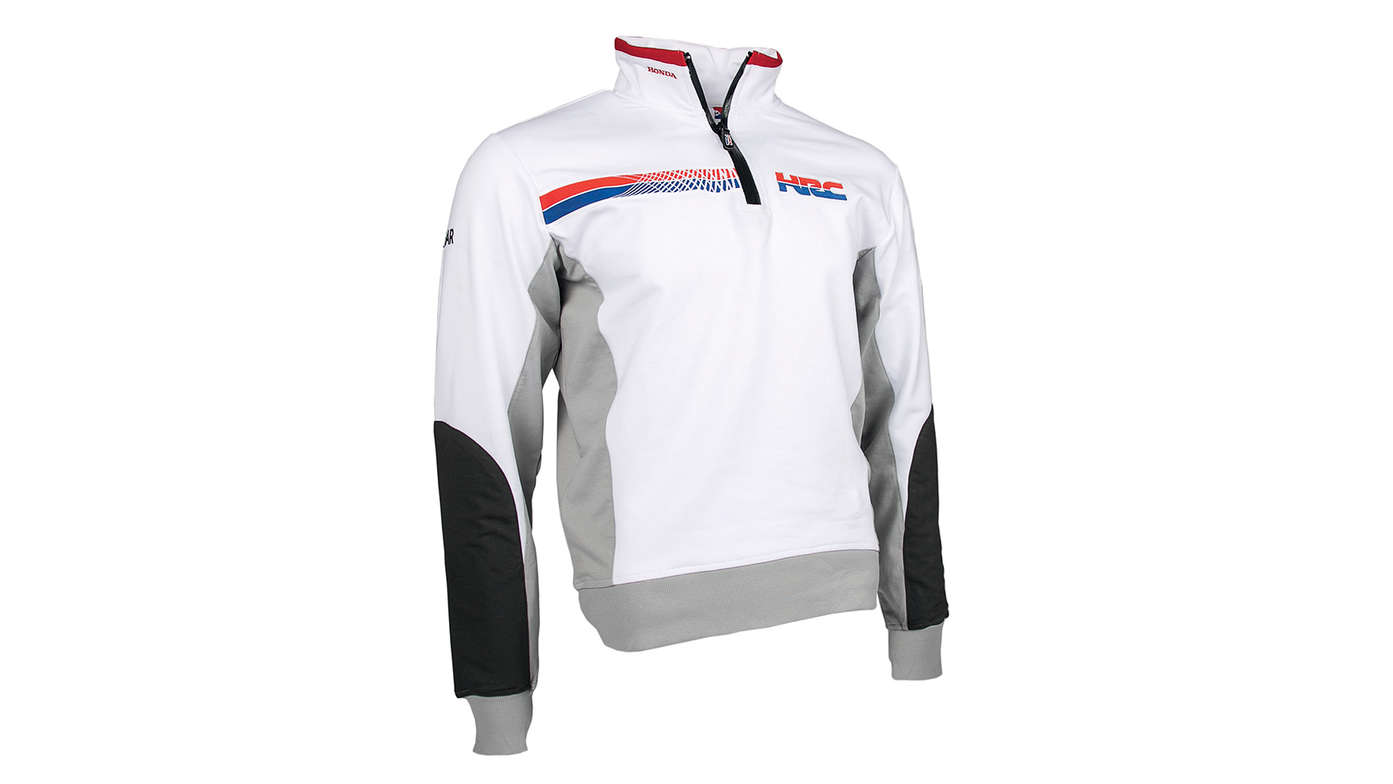 Sweat à capuche blanc Honda HRC aux couleurs de l’équipe avec Honda Racing Corporation.
