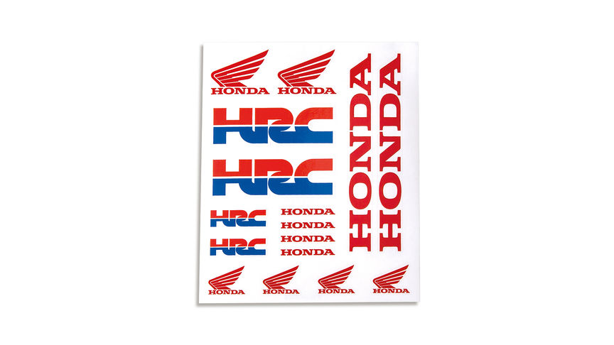Jeu d'autocollants Honda HRC en vinyle avec logos de l'équipe HRC et ailes Honda.