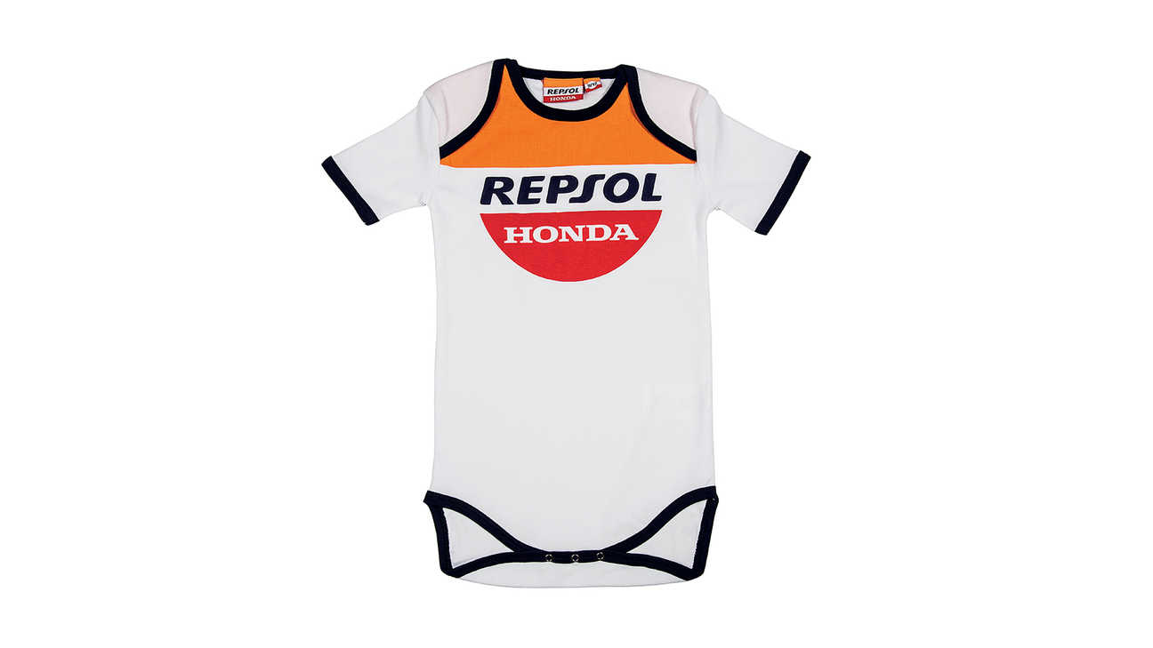 Grenouillère Honda Repsol aux couleurs MotoGP Honda, avec logo Repsol.