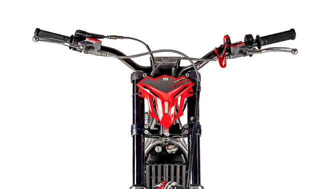 Gros plan du guidon de la Honda Montesa Cota 4RT 301RR vu de l’avant.