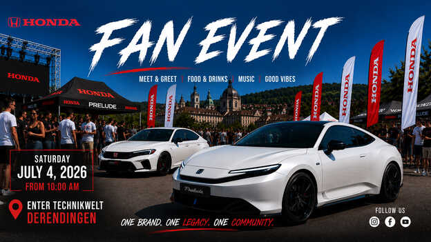 Visuel du Honda Fan Event avec date et lieu, samedi 4 juillet à Derendingen