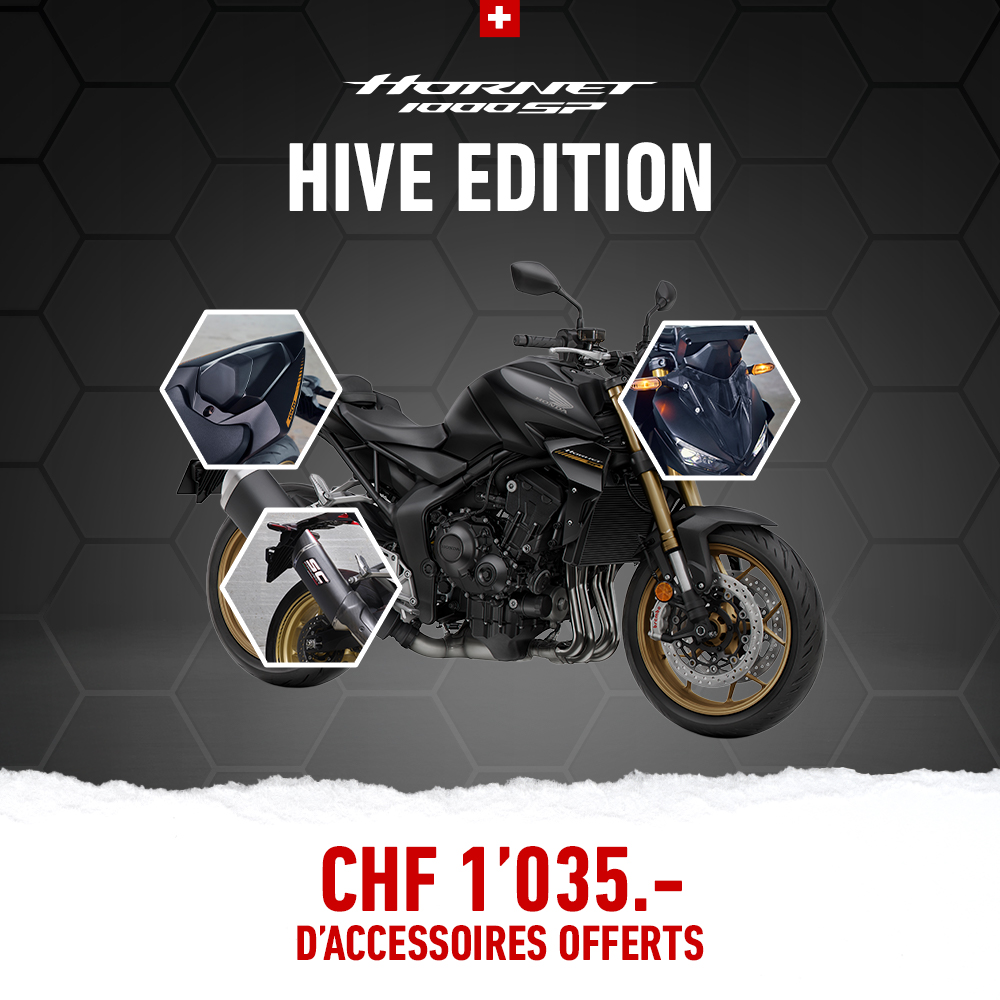 Hornet 1000 hive edition avec détails des accessoires sur la moto
