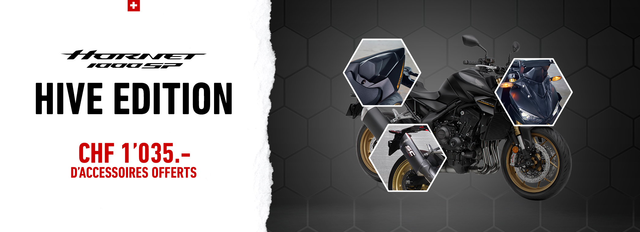 Hornet 1000 hive edition avec détails des accessoires sur la moto