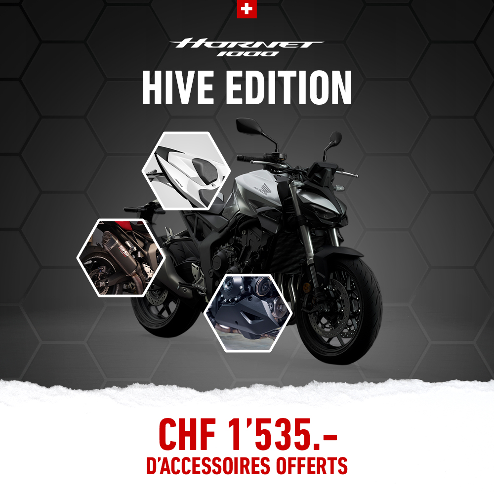 Hornet 1000 hive edition avec détails des accessoires sur la moto