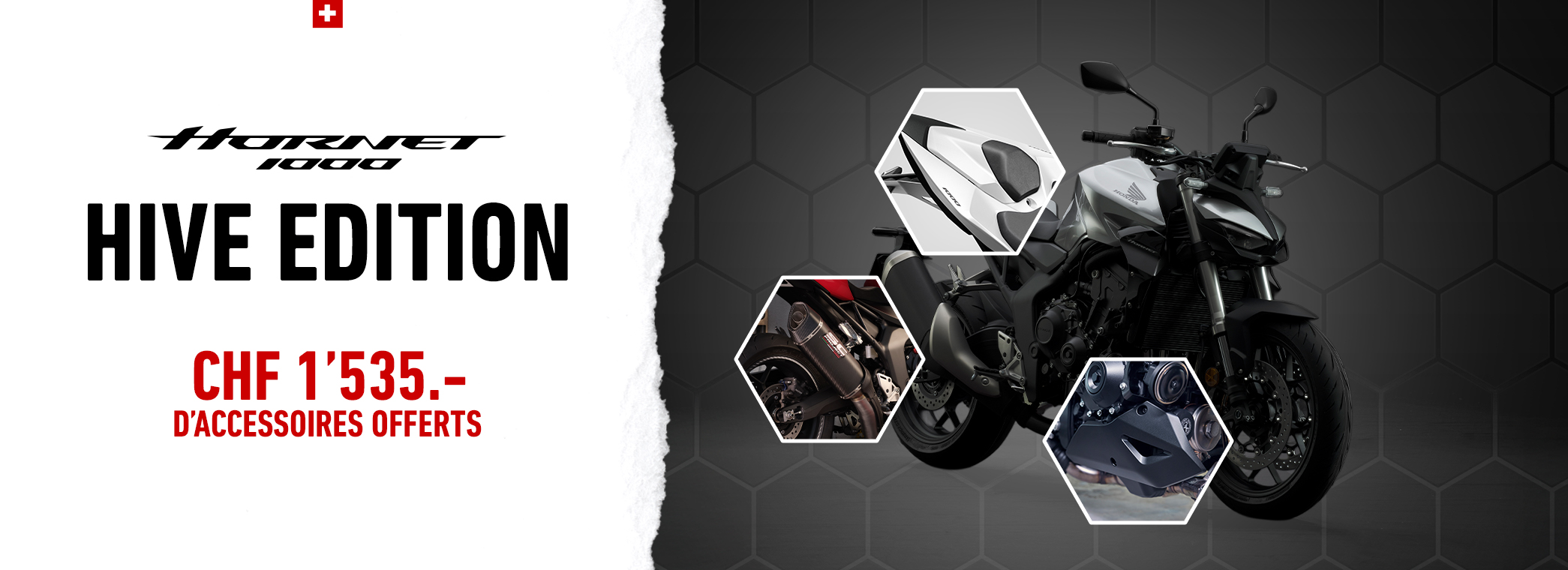 Hornet 1000 hive edition avec détails des accessoires sur la moto