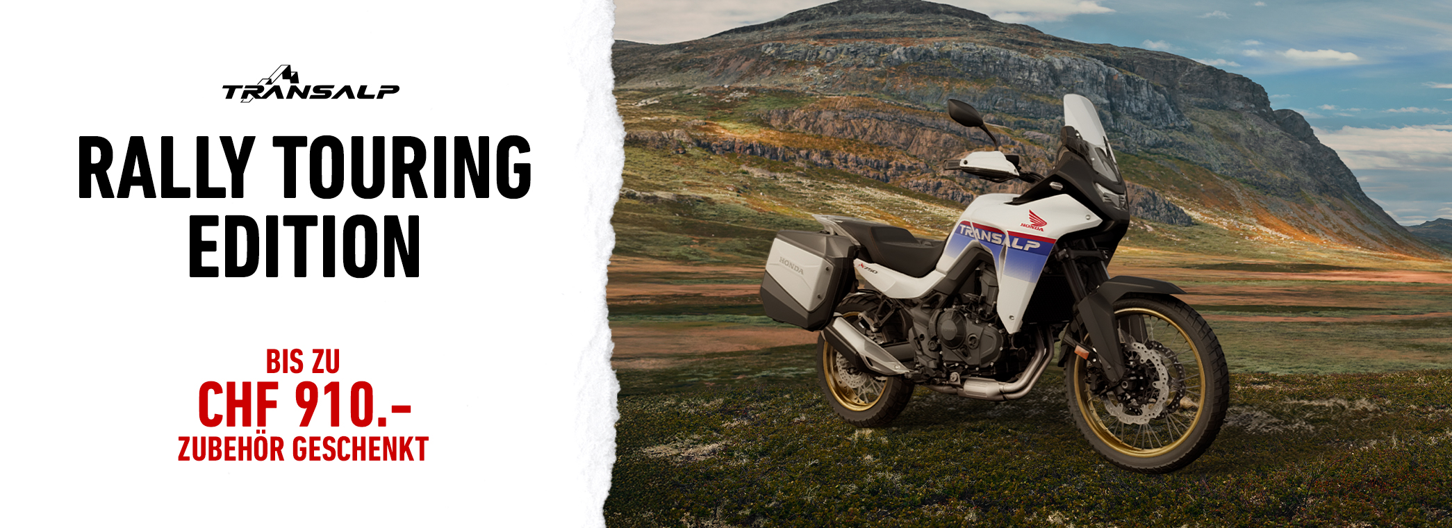 motard roulant sur une hornet750 blanche avec promo et % en arrière plan