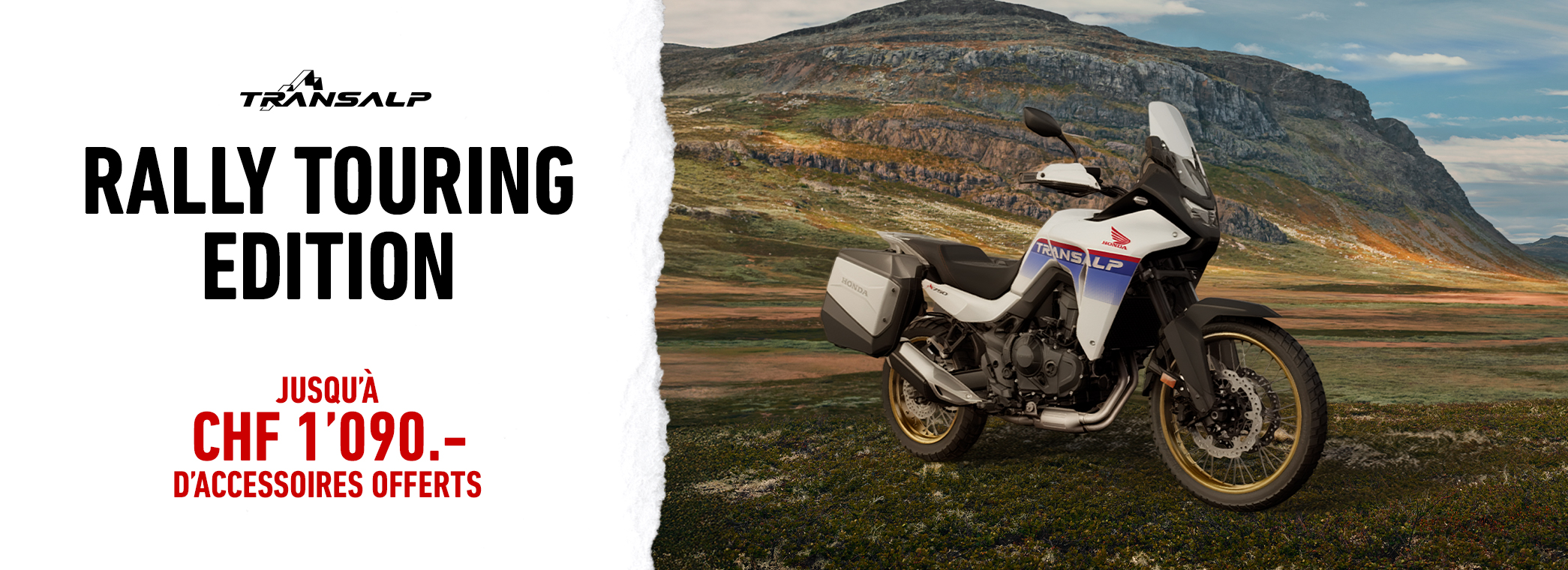 motard roulant sur une hornet750 blanche avec promo et % en arrière plan