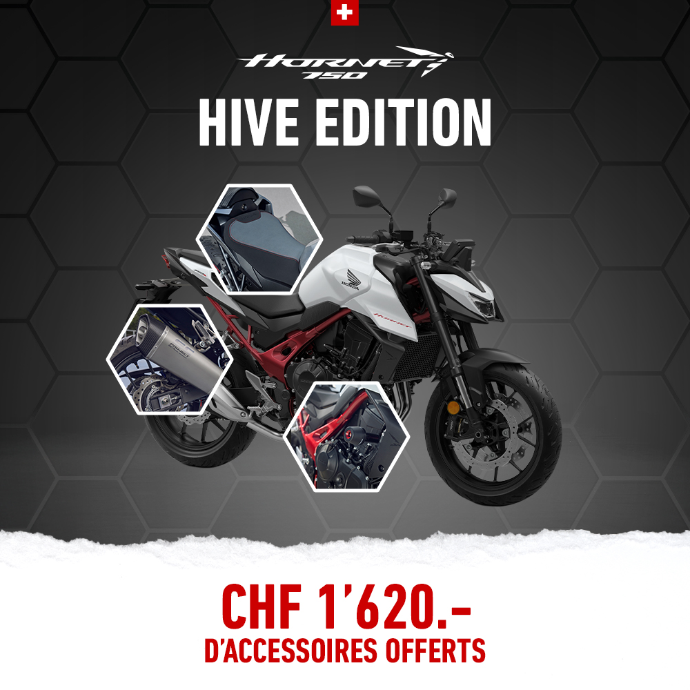 Hornet 1000 hive edition avec détails des accessoires sur la moto